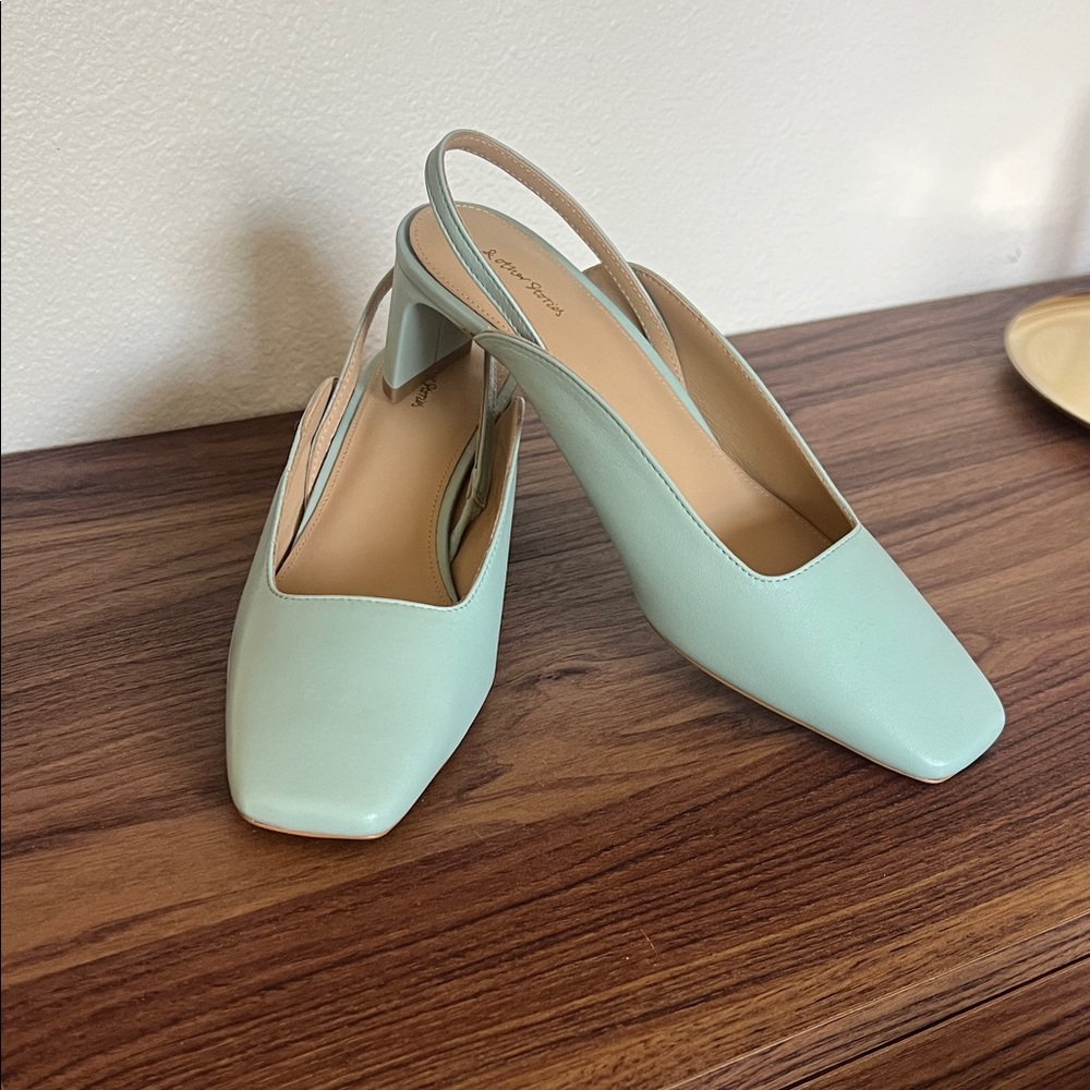 Other Stories Mint Green Slingback Heels